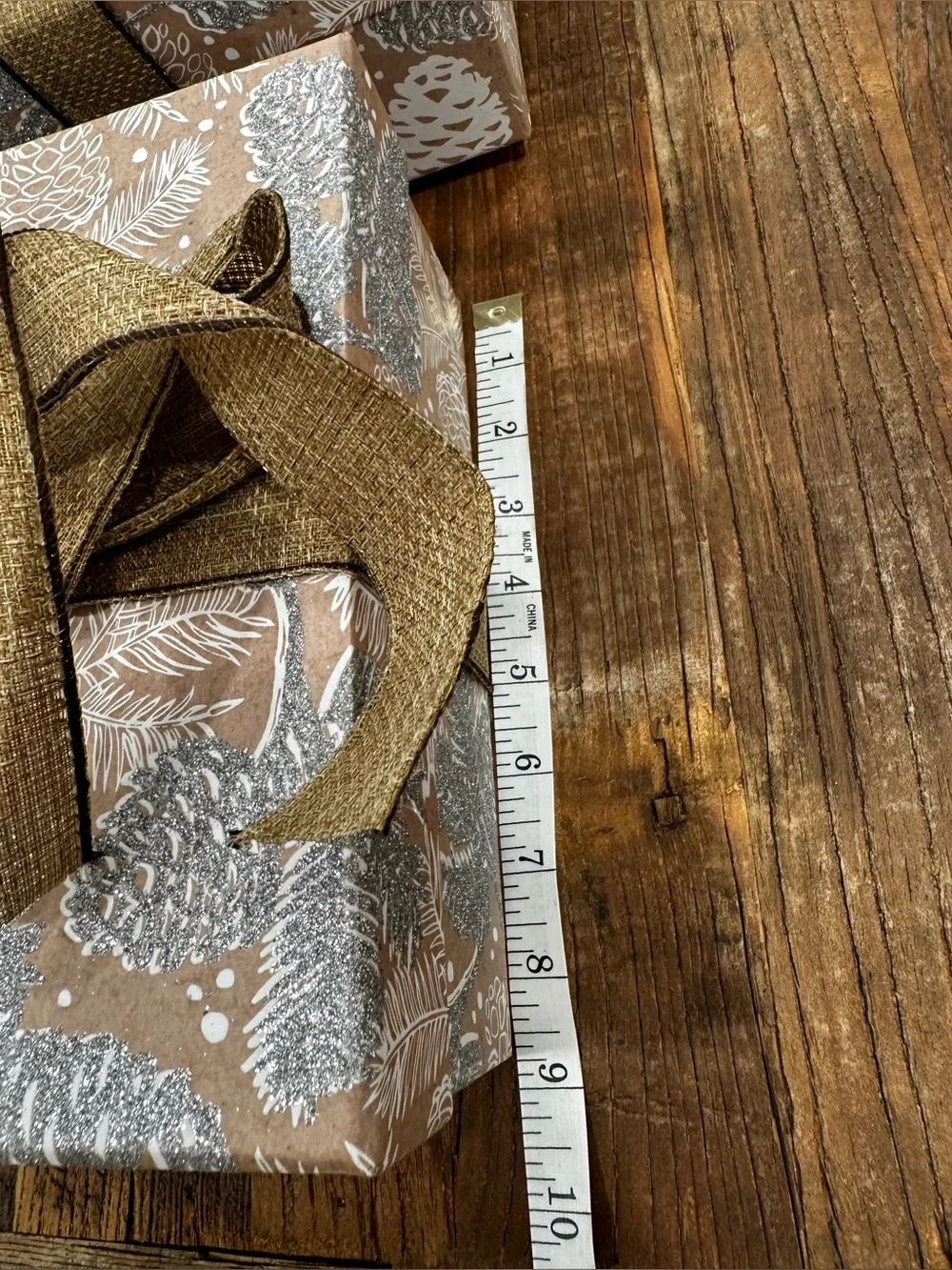 Rustic Brown & Silver Gift Boxes with Brown Ribbon - Home Party Supplies